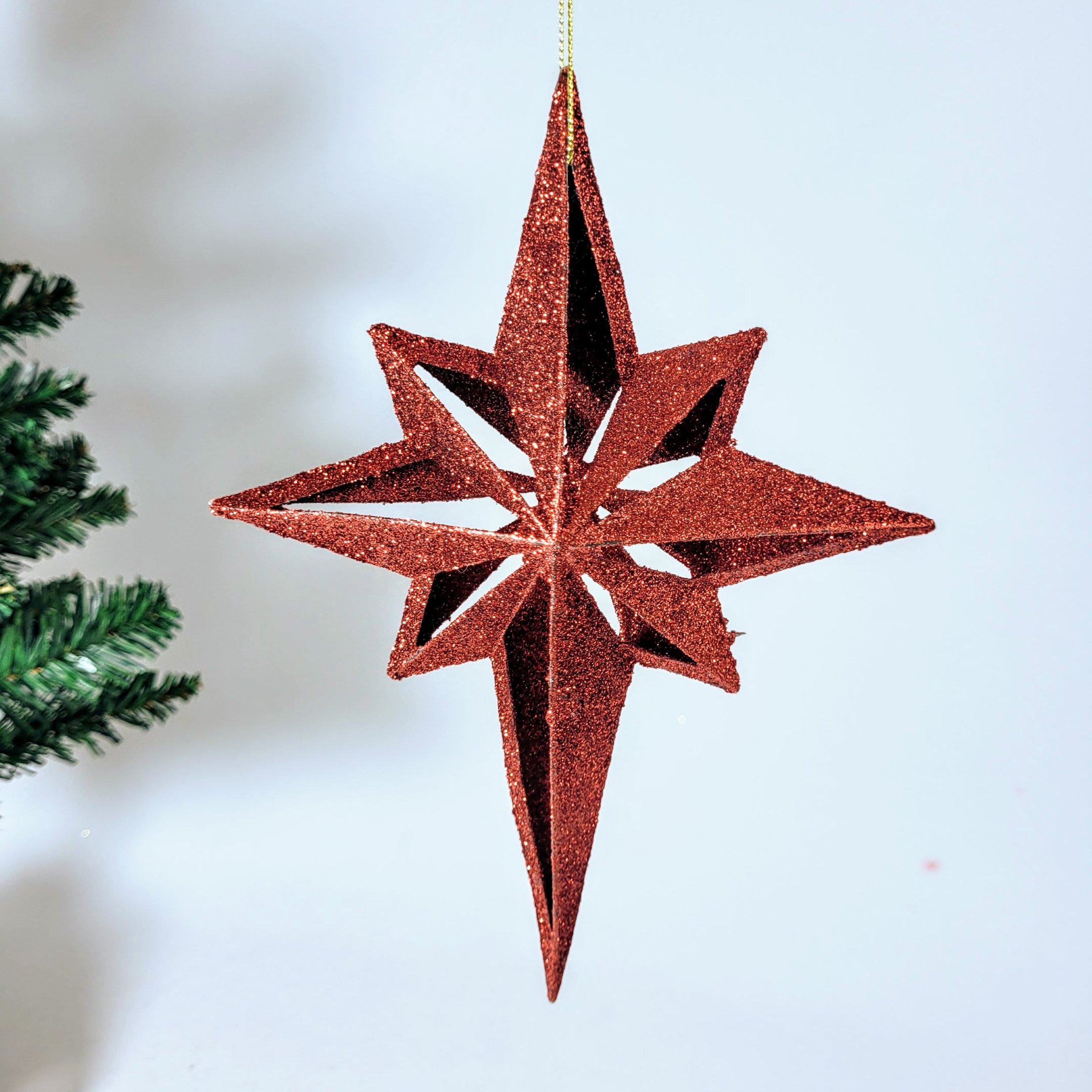 Estrela Vermelha Para Árvore De Natal 21x15x5cm Penduricalho - 3