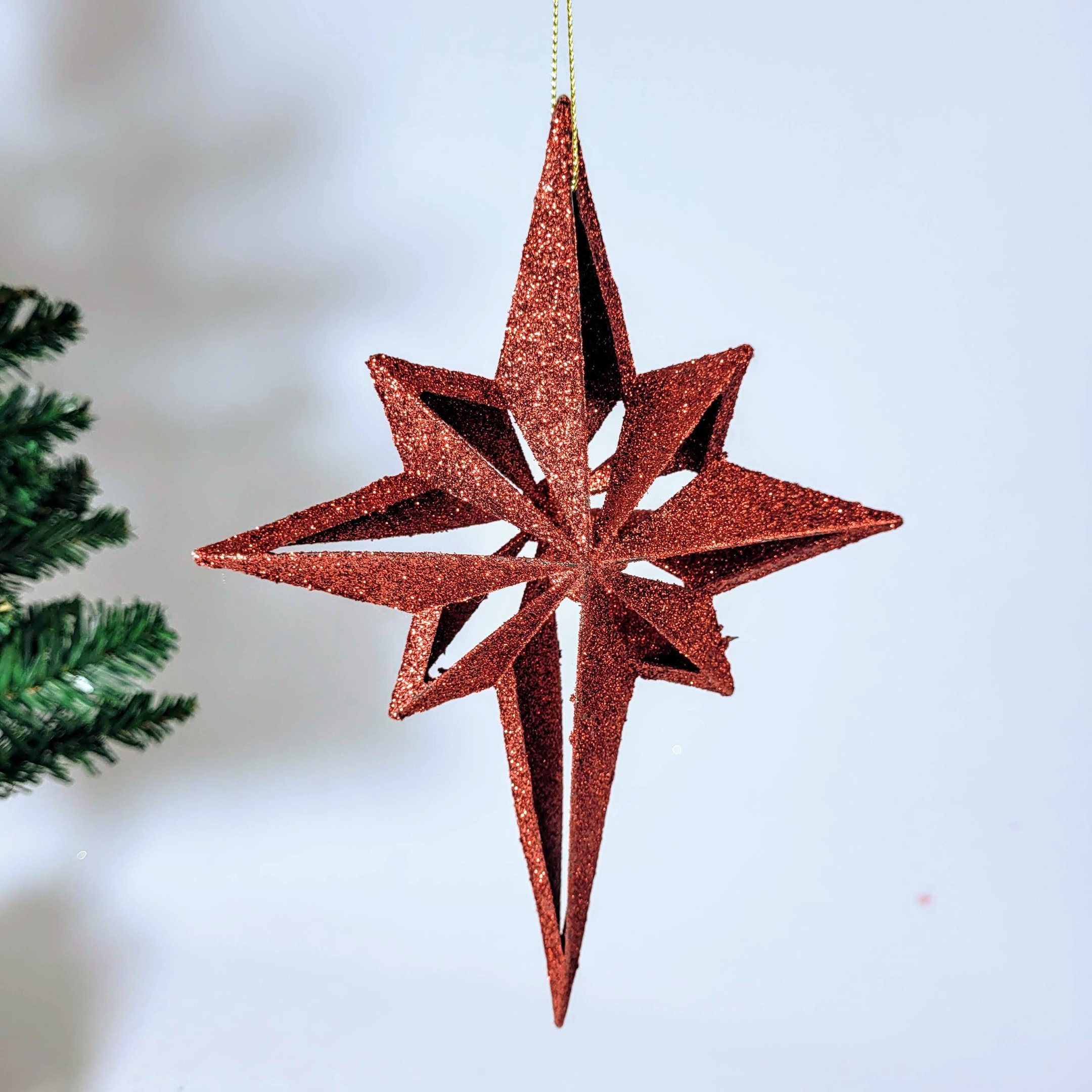 Estrela Vermelha Para Árvore De Natal 21x15x5cm Penduricalho - 4