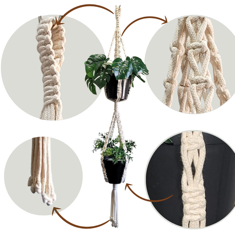 Suporte de Plantas em Macramê - Modelo DUPLO-P