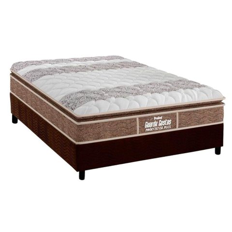 Cama Box Casal: Colchão Ortopédico Probel D33/EP Guarda Costas Próintense Plus + Base CRC Suede