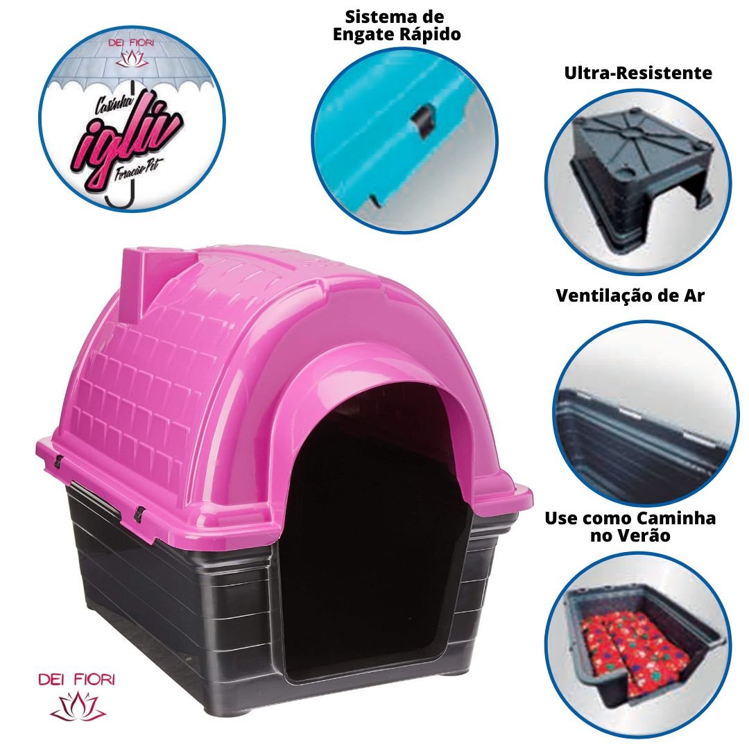 Casinha Iglu N4 Pet Cachorro Porte Médio Cães Plástica Desmontável Térmica Cor:rosa - 3