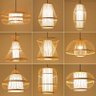 Luminária Pendente Estilo chinês artesanal led de bambu lustre cozinha quarto hotel jardim decoração - 1