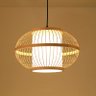 Luminária Pendente Estilo chinês artesanal led de bambu lustre cozinha quarto hotel jardim decoração - 5