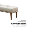 Recamier Quebec Decorativo Madeira Maciça 4 pés Linho Bege - 5