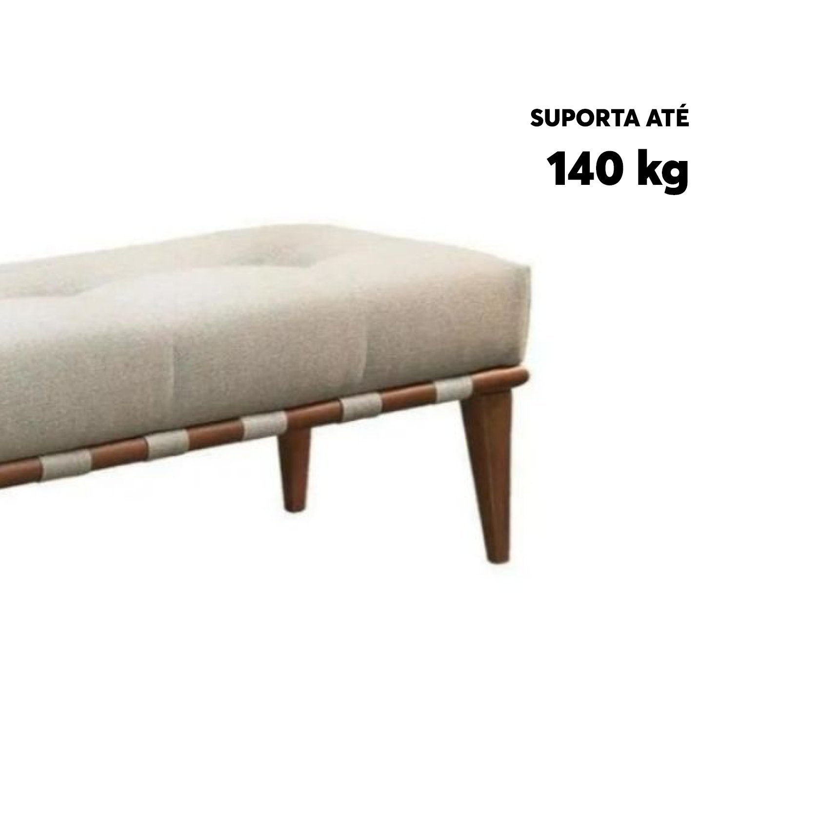 Recamier Quebec Decorativo Madeira Maciça 4 pés Linho Bege - 4