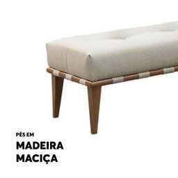 Recamier Quebec Decorativo Madeira Maciça 4 pés Linho Bege - 3