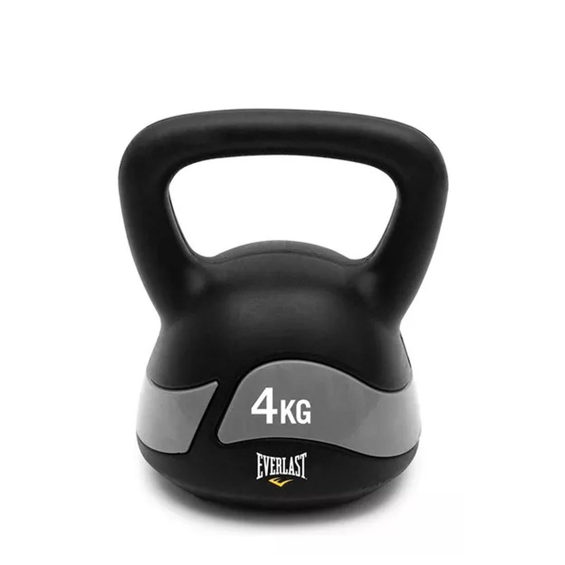 Kettlebell 4kg Everlast Revestido Pvc de Alta Resistência Preto/cinza