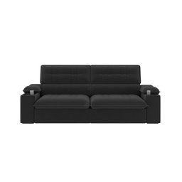 Sofá Stylus 2,10m Retrátil/reclinável com Porta Copos e Cooler Suede Preto - Xflex Sofás - 5