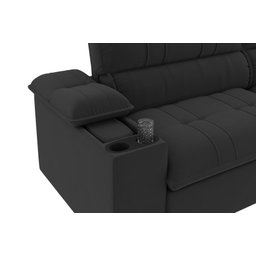 Sofá Stylus 2,10m Retrátil/reclinável com Porta Copos e Cooler Suede Preto - Xflex Sofás - 2