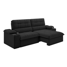 Sofá Stylus 2,10m Retrátil/reclinável com Porta Copos e Cooler Suede Preto - Xflex Sofás - 4