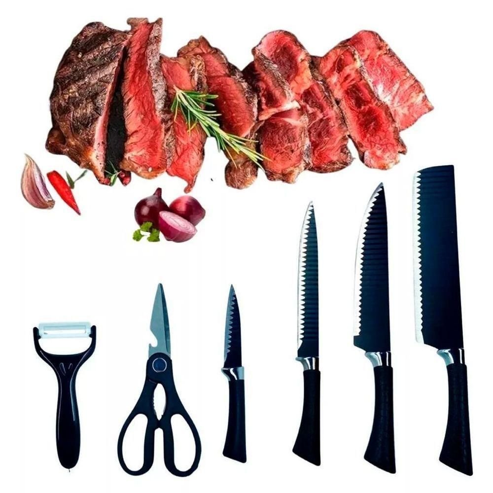 Kit Facas Everrich 6 Peças Aço Inox Ergonômicas - 6
