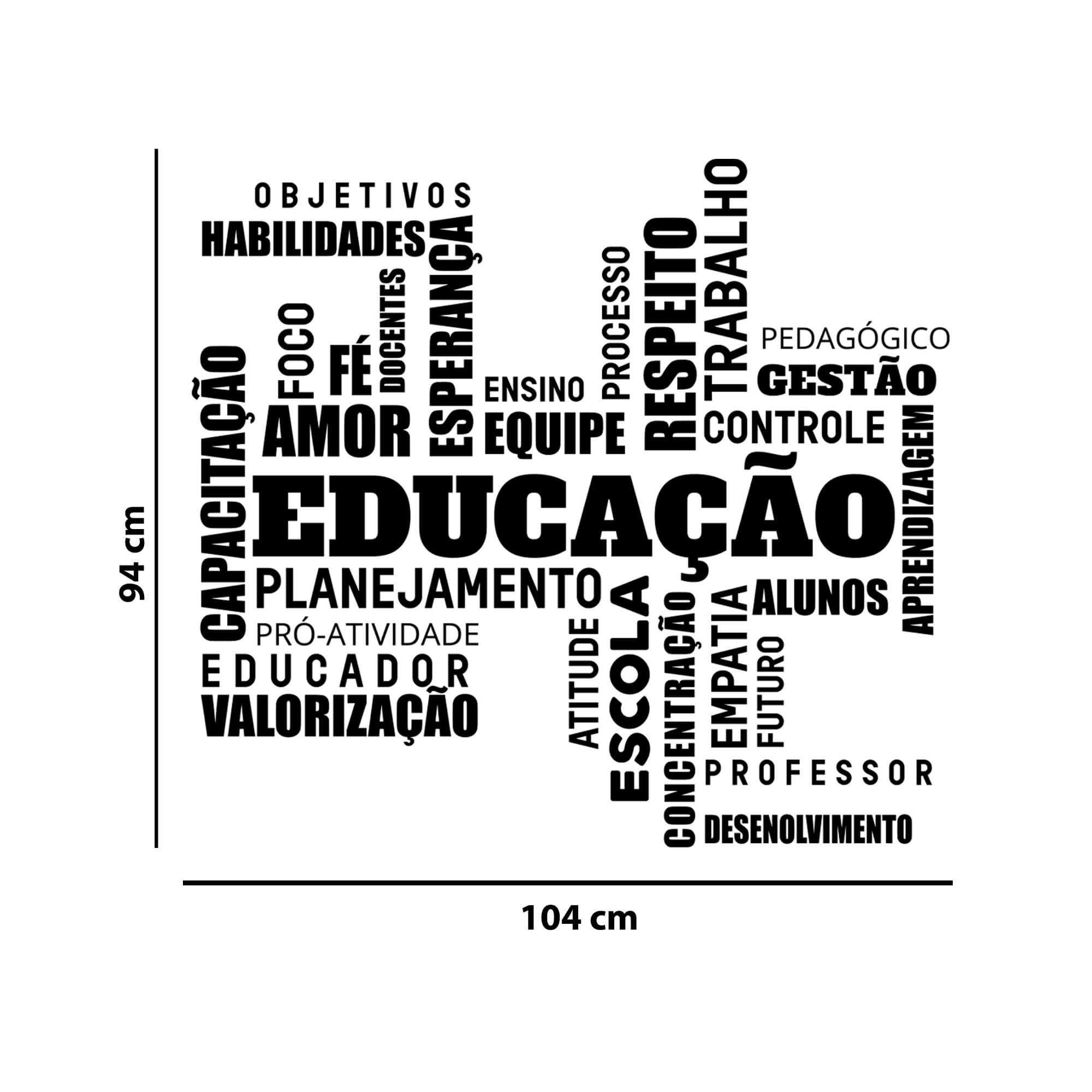 Adesivo de Parede Educação Palavras Motivação Escola Alunos Professores Recepção Kanto Store Adesivo - 2