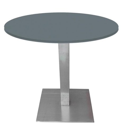 Mesa Quadrada Alpha Inox Prata 73,50 Cm (altura) Tampo Mdp Redondo 60 Cm Grafito (larg)