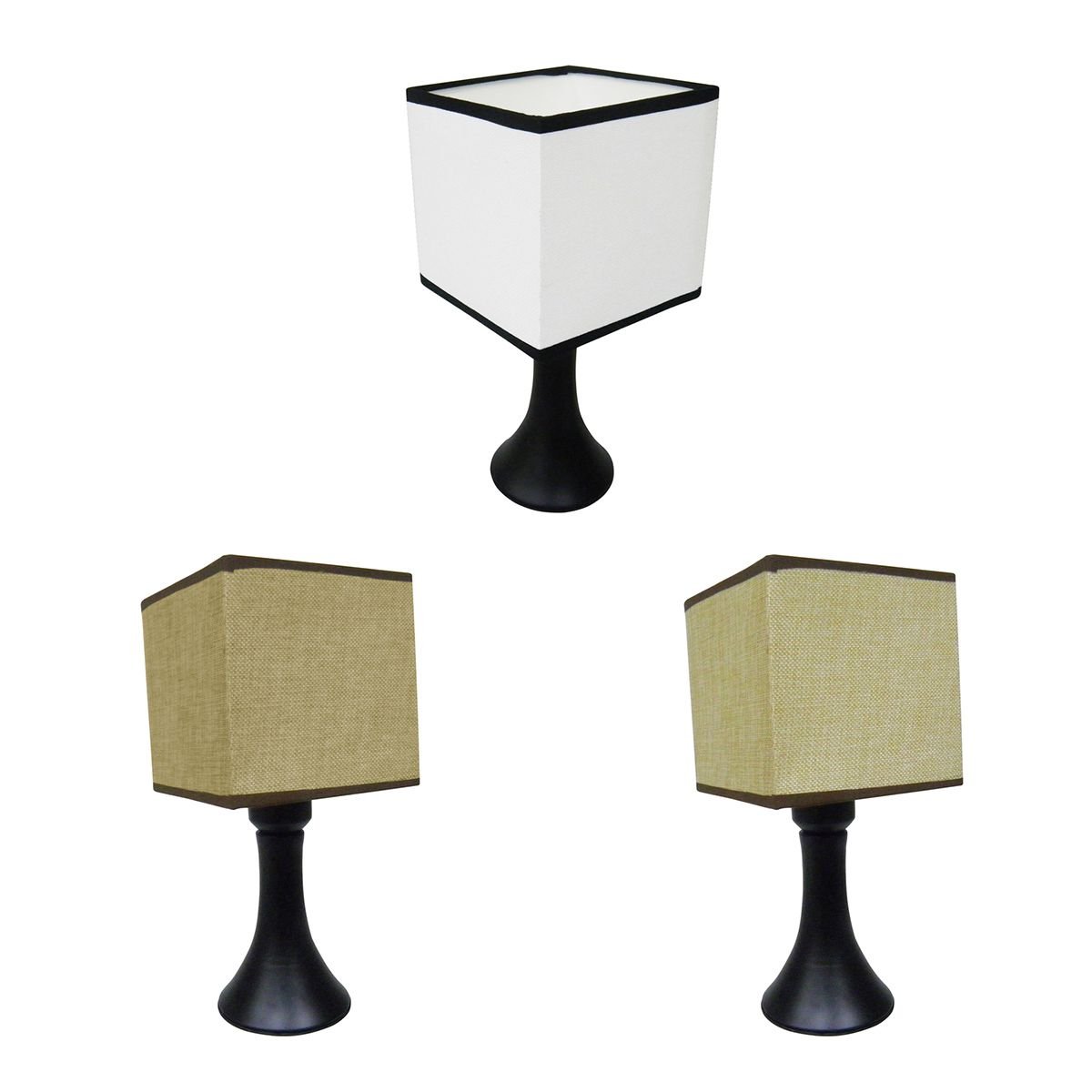 Abajur Luminária Quadrada Decoração Sala Escritório Leitura Bivolt - Marrom - 1