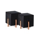 Ver imagem 1 de Kit 02 Puffs Decorativo Quadrado em Suede Cor Preto
