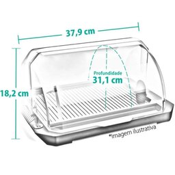 Kit Porta Pão Tampa Fixa Preto e Porta Frios Duplo Empilhável Chumbo Café Manhã - 5