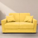 Ver imagem 1 de Sofá 2 Lugares Vitória para Sala de Estar Escritório com 2 Almofadas Suede Amarelo - Ninho Decor