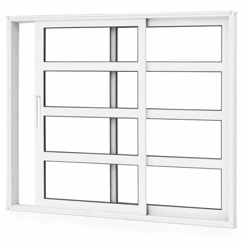 Janela de Correr Alumínio Branco 02 Folhas Travessa Maxx - 120x120