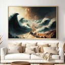 Ver imagem 1 de Quadro Decorativo 1 Tela Religiosos Moisés Abrindo Mar Vermelho Travessia Povo Judeu
