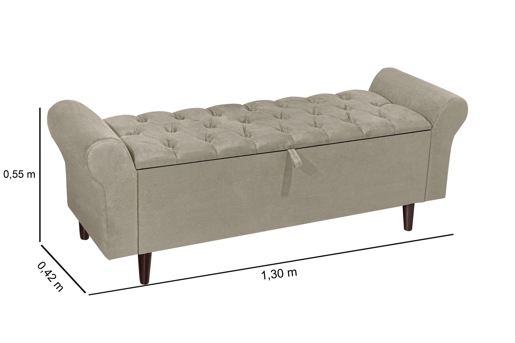 Recamier Báu Para Cama Casal 130 Cm Pés Palito Retro Bege - 4