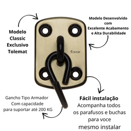 Gancho De Rede Reforçado, Tipo Armador, Resistente 200Kg, Colonial - 4