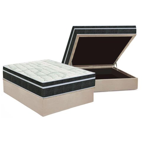 Cama Box Baú Casal: Colchão Molas Orthoflex Bonnel Venezia + Base CRC Suede Clean(138x188)