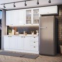 Ver imagem 1 de Cozinha Compacta 05 Peças C/ Aéreo 3 Portas Com Vidro Branco