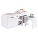 Ver imagem 3 de Cama de Solteiro Alta com Escrivaninha e 2 Portas para Colchão 188x78cm Multimóveis Cr40149 Branco