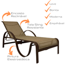 Ver imagem 7 de Kit 2 Cadeiras Espreguiçadeiras Piscina Jardim Aluminio Tela