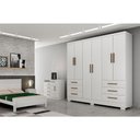 Ver imagem 1 de Guarda Roupa Solteiro 6 Portas e 6 Gavetas C-pés Encant Branco - Novo Horizonte