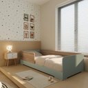 Ver imagem 1 de Cama Infantil Montessoriana Solteiro Mark em MDF Verde/Verti/Louro Freijó Grann