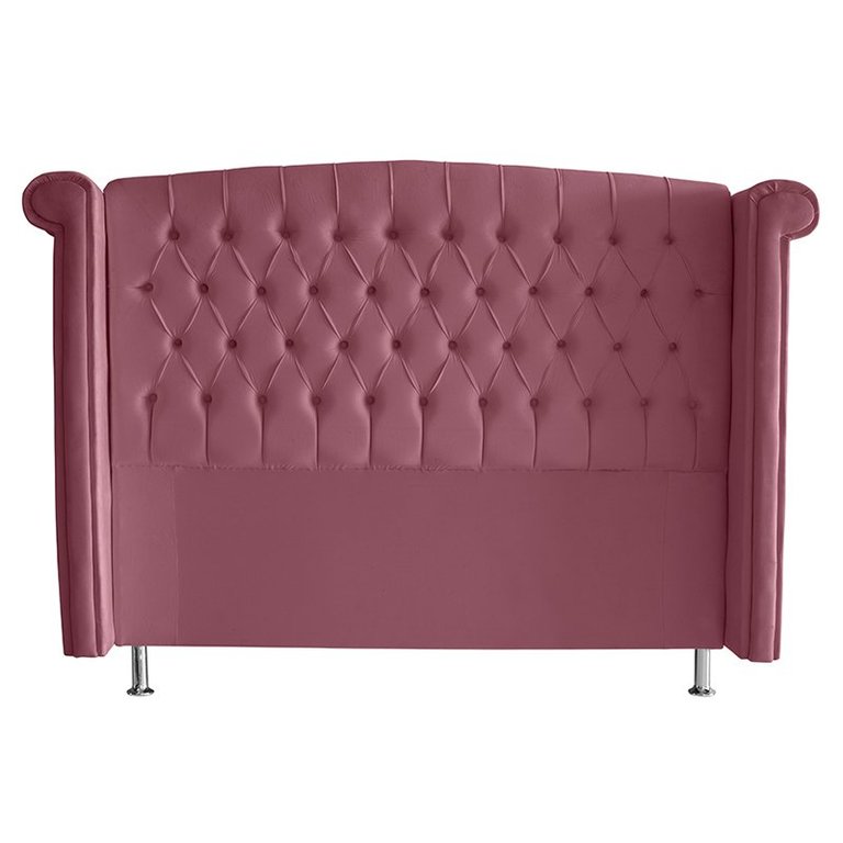 Cabeceira de Cama Box Toquio King 195 Cm Suede Rosa Bebê Ec Móveis