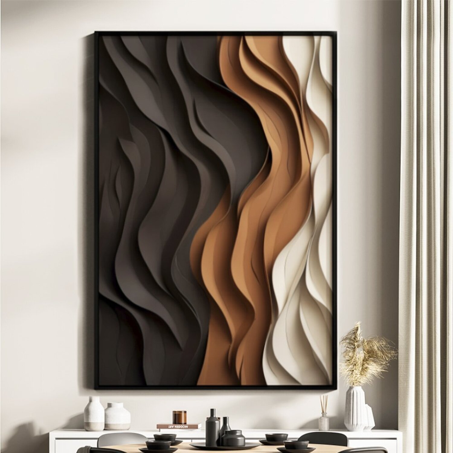 Quadro Decorativo 1 Tela Abstrato Ondas Diversos Tamanhos - 1