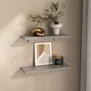 Ver imagem 1 de Kit 2 Prateleiras 30cm com Suporte Organização Livros Decoração Elan Cinza