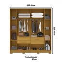 Ver imagem 4 de Guarda-roupa Casal Jamile 6 Portas 4 Gavetas 100% Mdf Cinamomo/off White - Acp Móveis