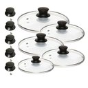 Ver imagem 1 de Kit Tampa Vidro Panela Frigideira 16 a 24 e 5 Puxador Extra