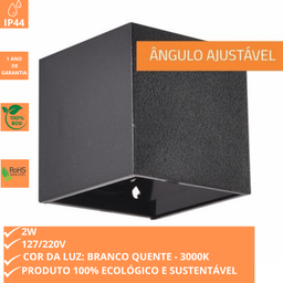 Arandela Mini Led 2w 3000k Facho Ajustável Preta - Áreas Internas - 3