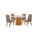 Ver imagem 2 de Conjunto de Jantar Mesa Áustria 0,90x0,90 Tampo MDF/Vidro com 4 Cadeiras Catar Yescasa Marrom/Castanho Cinamomo/Capuccino/Off White