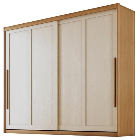 Guarda Roupa Casal 2 Portas de Correr 6 Gavetas MDF Atrane 268 cm Cinamomo Areia Zanz