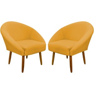 Kit 2 Poltronas Decorativa para Sala Recepção Manicure Consultório Stella Suede