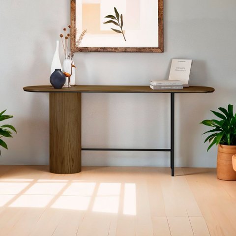 Aparador Ipê em Madeira Maciça Castanho Metal Preto