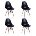 Ver imagem 5 de Conjunto de Mesa de Jantar Eames Eiffel Redonda 90 cm Tampo de Madeira Preto com 4 Cadeiras Pretas P
