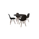 Ver imagem 3 de Conjunto de Mesa de Jantar Eames Eiffel Redonda 90 cm Tampo de Madeira Preto com 4 Cadeiras Pretas P