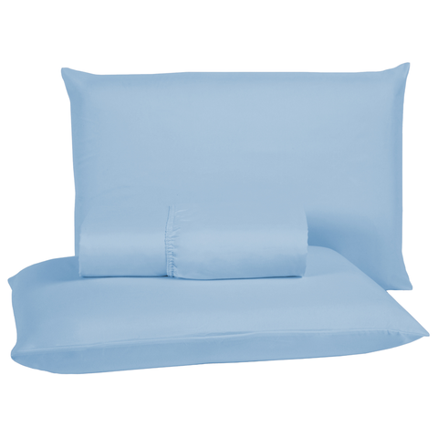 Kit Lençol Casal 3 Peças 400 Fios Toque Aveludado com Elástico e Fronhas:azul Piscina