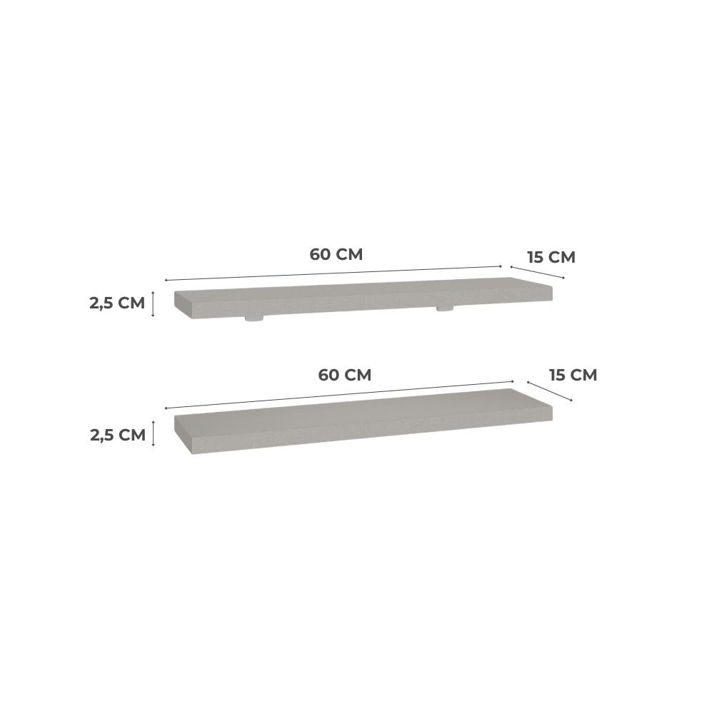 Kit de Prateleiras Elan 600x150x25 com Suporte Organização Decoração - 4