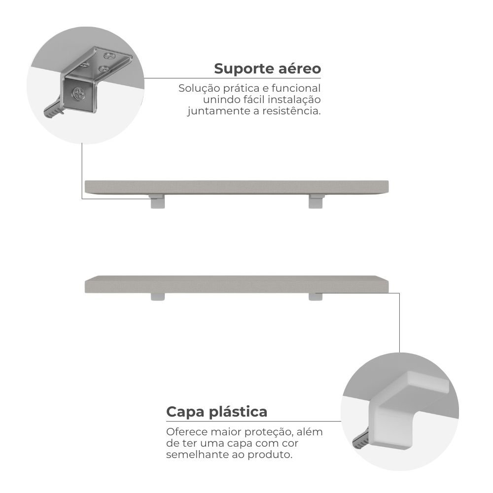 Kit de Prateleiras Elan 600x150x25 com Suporte Organização Decoração - 6