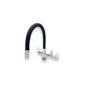 Torneira Flexivel de Mesa Samer Metais com Saída para Purificador de Agua 1/4 Tubo Preto 5/8