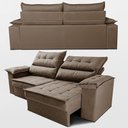 Ver imagem 7 de Sofá Retrátil e Reclinável 2,40m com Molas e Espuma D33 Thunder Velusoft Castor Cama Inbox