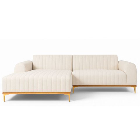 Sofá com Chaise Lado Esquerdo 230cm Cocie Linho Off White - Sallar Home