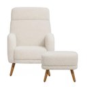 Ver imagem 3 de Poltrona de Amamentação com Puff Laura Pés Palito Bouclé Off White - Nexta Casa